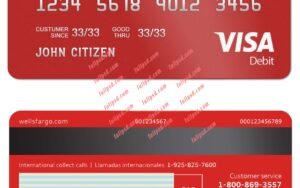 download USA WELLS FARGO BANK VISA DEBIT CARD psd template