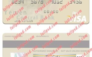 download Yemen Central Bank of Yemen visa debit card psd template