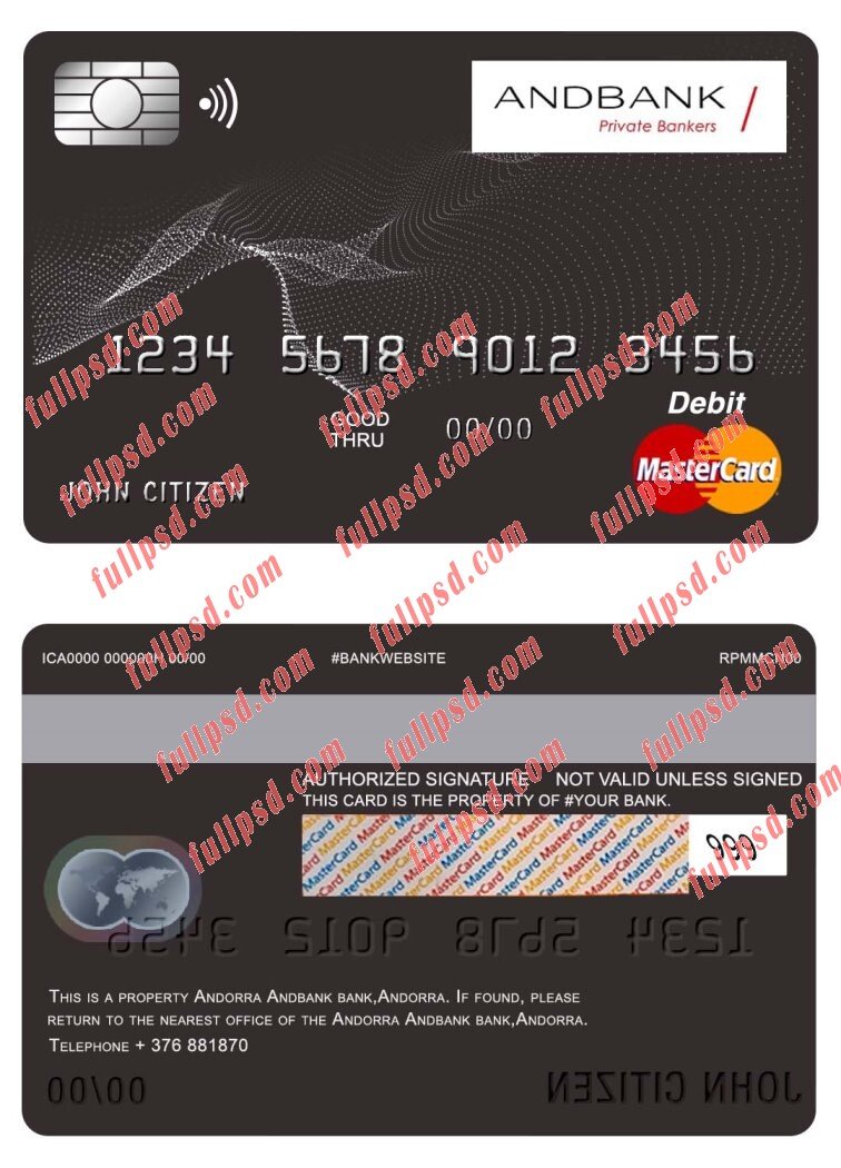 andorra andbank bank mastercard psd template
