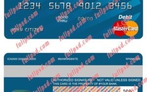 australia anz bank mastercard psd template