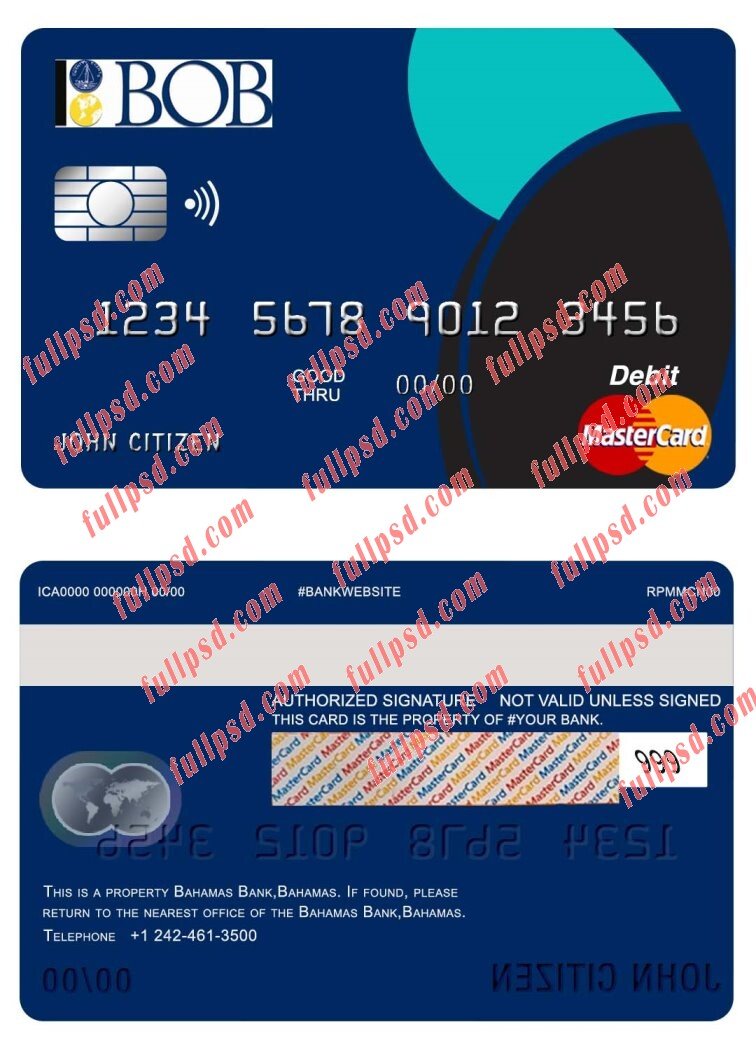 bahamas bank of the bahamas mastercard psd template