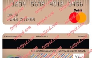 canada cibc bank master debit card psd template