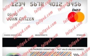 canada jp morgan chase bank master debit card psd template