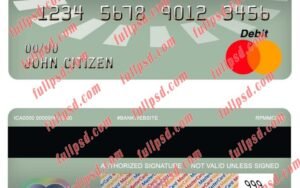 canada td master debit card psd template