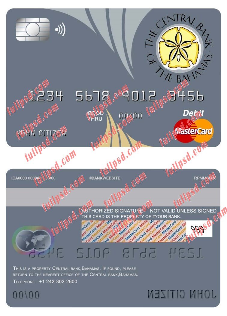 bahamas central bank mastercard psd template