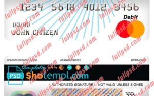 china industrial and commercial bank master debit card psd template