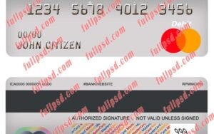 costa rica the bank of costa rica bank master debit card psd template