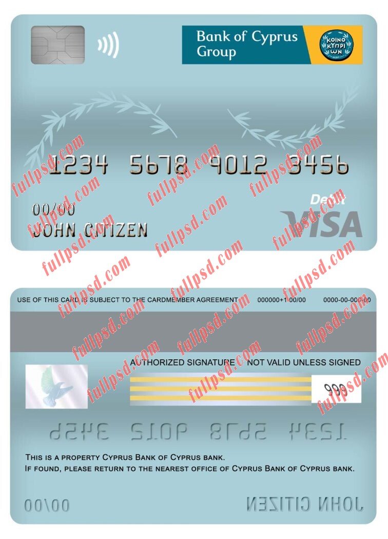 download cyprus bank of cyprus visa debit card psd template