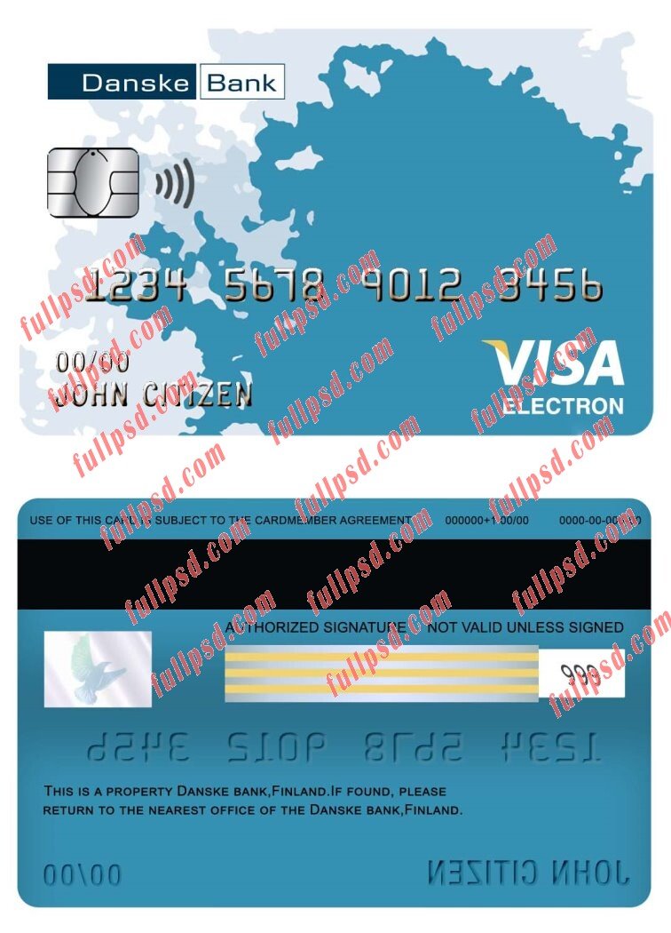 download finland danske bank visa electron card psd template