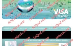 download india IDBI bank visa classic card psd template