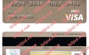 download itau bank visa debit card psd template