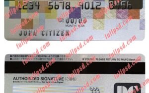 download japan mufg bank visa card psd template