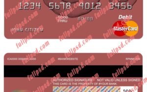 australia macquarie bank mastercard psd template