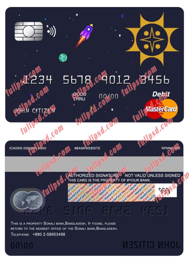 bangladesh sonali bank mastercard psd template